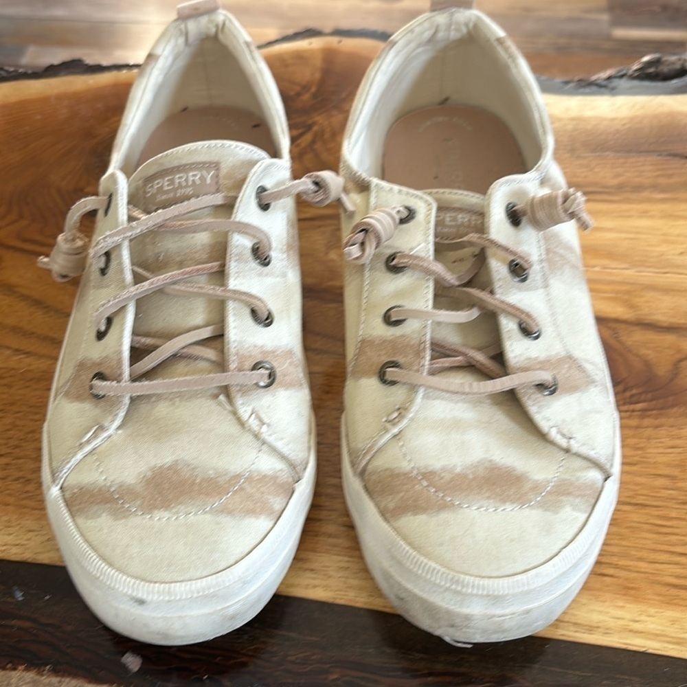 Sperry crest vibe tie-dye taupe top sider, slip on sneakers size 8.5